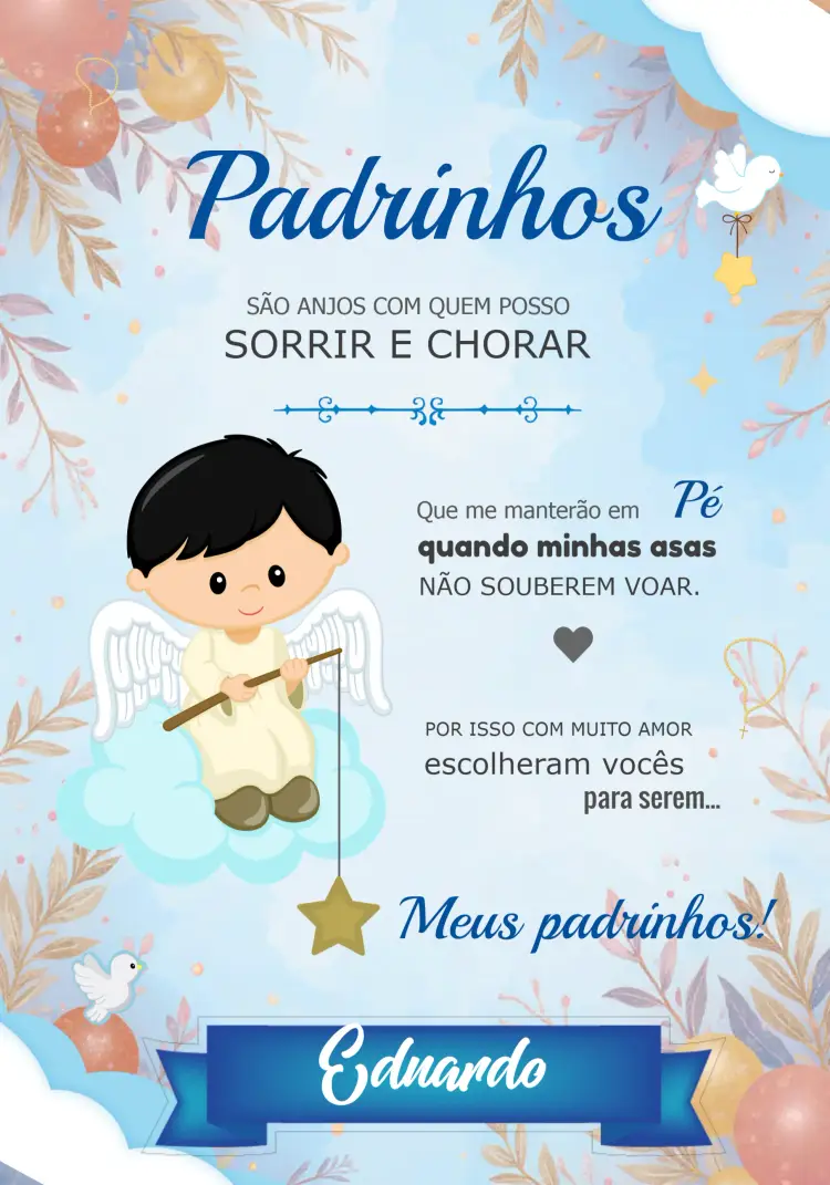 Convite Para Padrinhos De Batismo