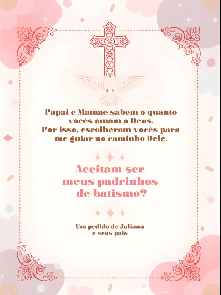 Convite Para Padrinhos De Batismo Marrom