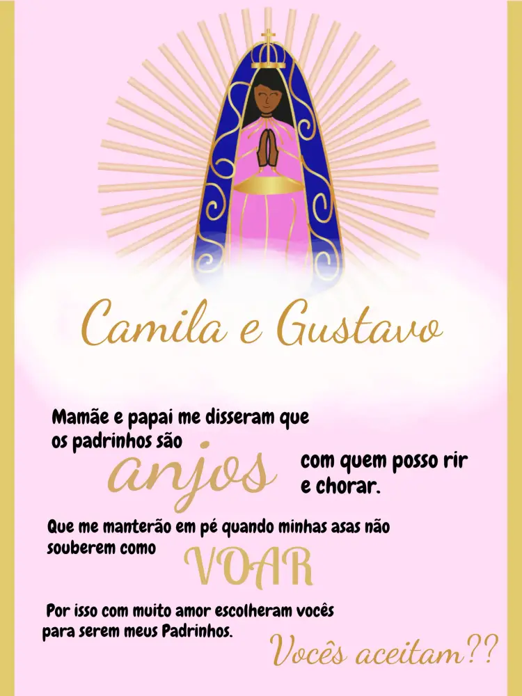 Convite Para Padrinhos Nossa Senhora Aparecida Católico
