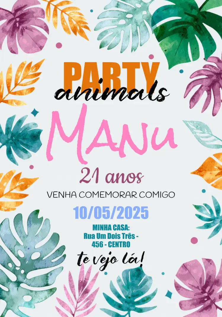 Convite Party Animals Verão
