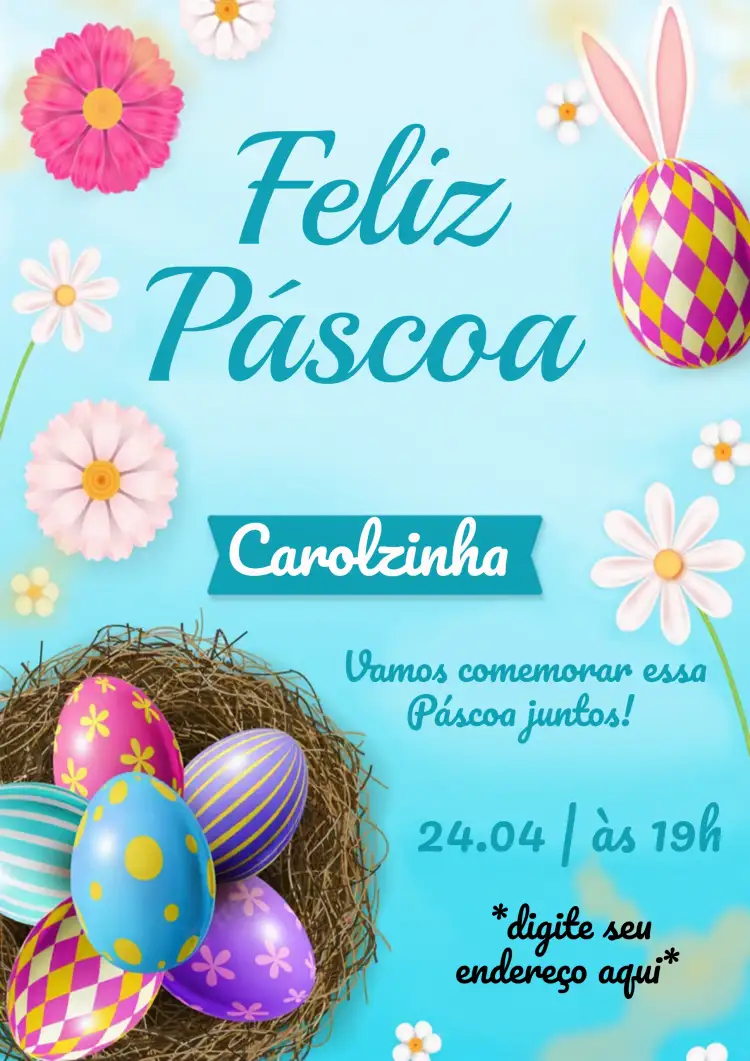 Convite Páscoa Chocolate – tema Datas Comemorativas colorido, divertido, lúdico, chocolate, ovos de Páscoa, pastel
