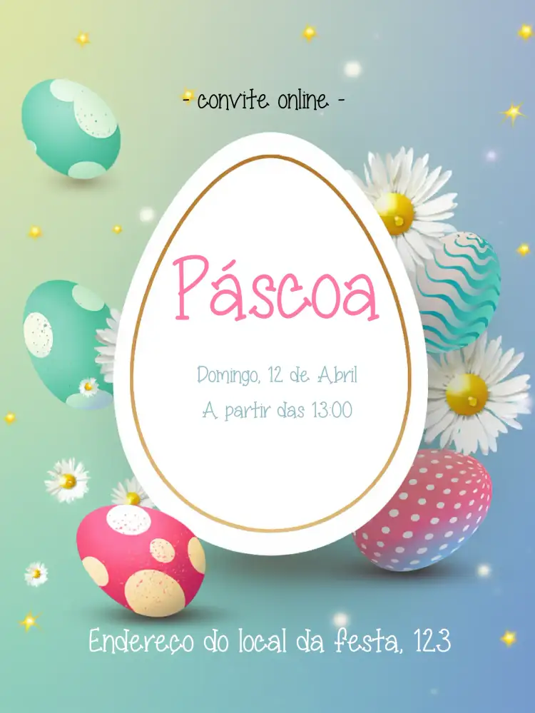 Convite Páscoa Coelho – tema Datas Comemorativas colorido, divertido, infantil, páscoa, lúdico, alegre