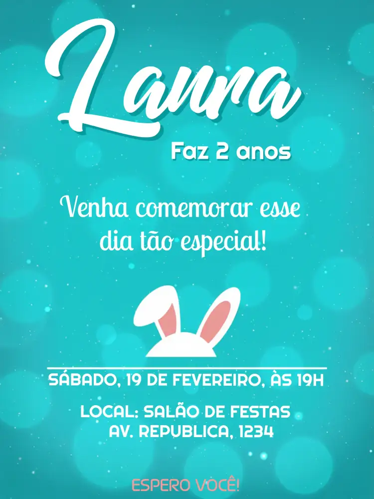 Convite Páscoa Coelho – tema Datas Comemorativas colorido, divertido, infantil, páscoa, ilustrações de coelhos, elementos de primavera