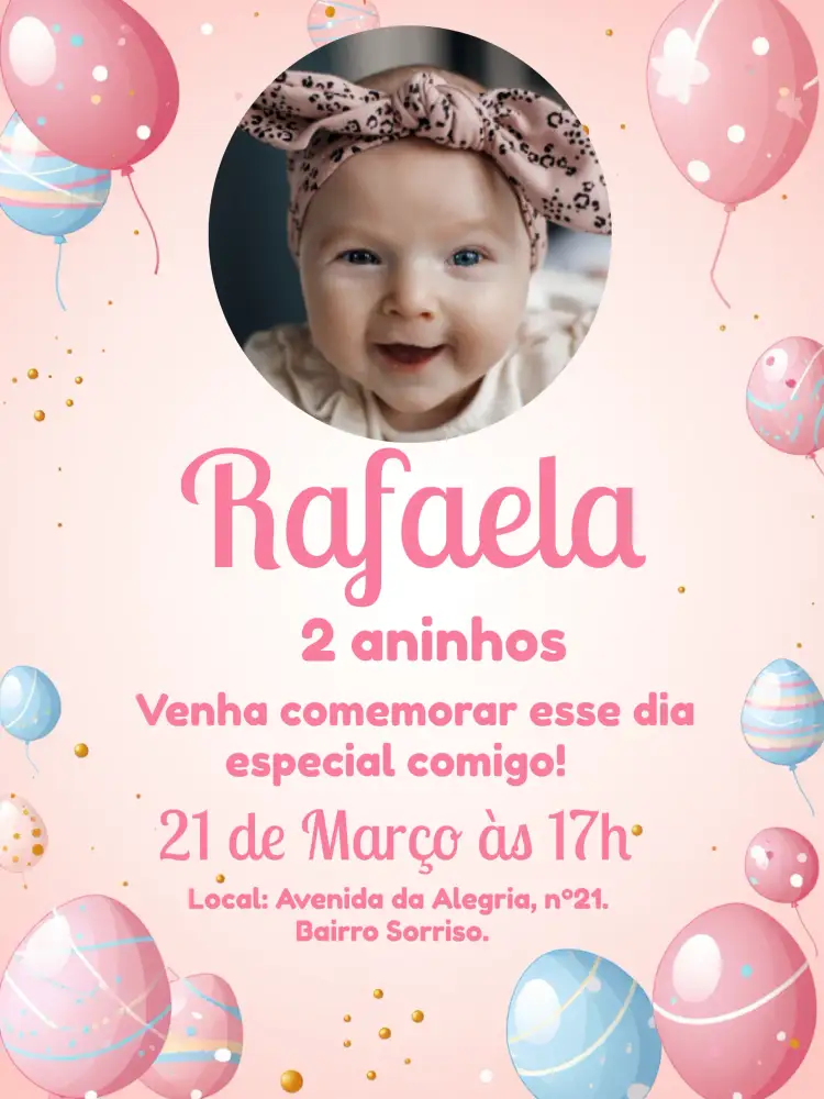 Convite Páscoa Com Foto Cinza – tema Datas Comemorativas cinza, rosa, branco, moderno, divertido, infantil