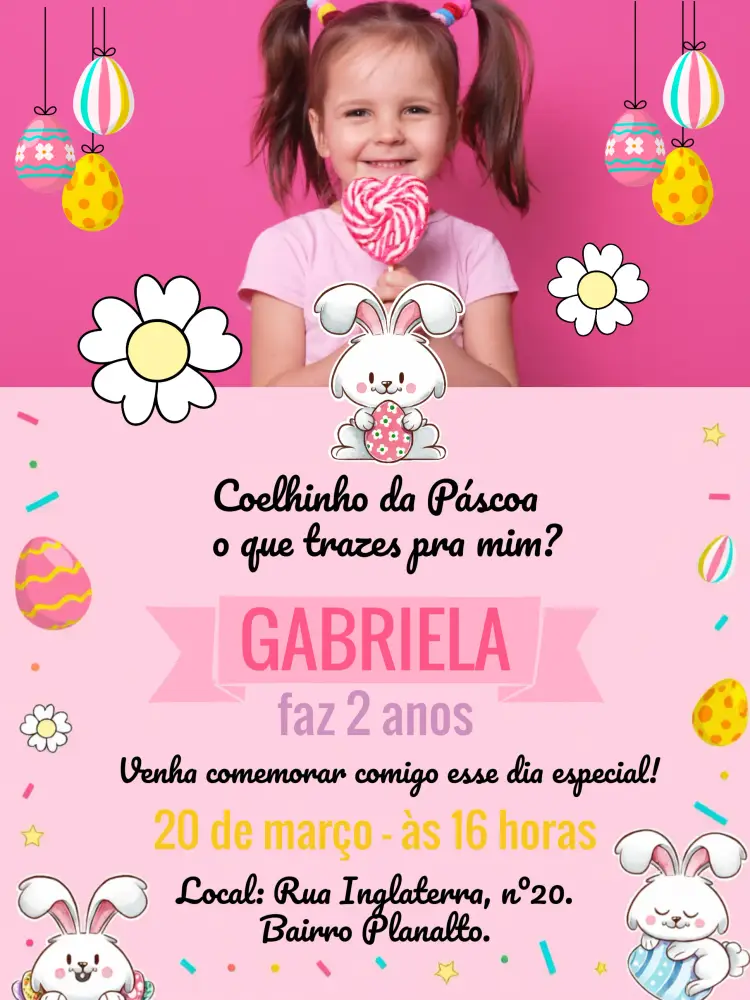 Convite Páscoa Com Foto Verde