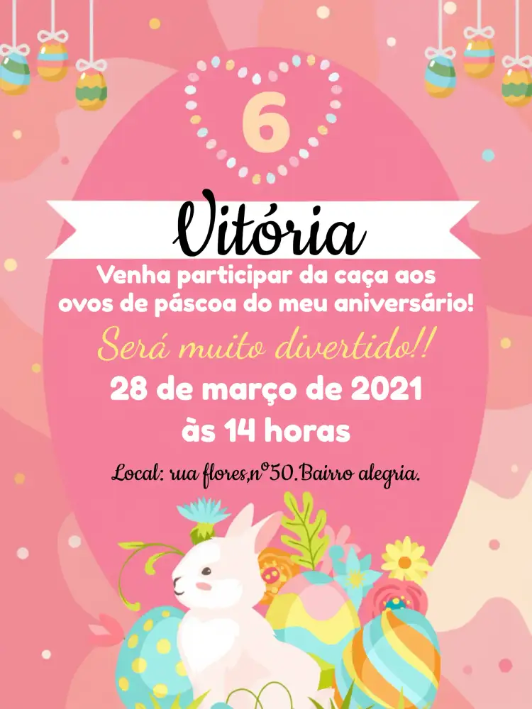 Convite Páscoa Ovos – tema Datas Comemorativas colorido, lúdico, moderno, infantil, pastel, divertido