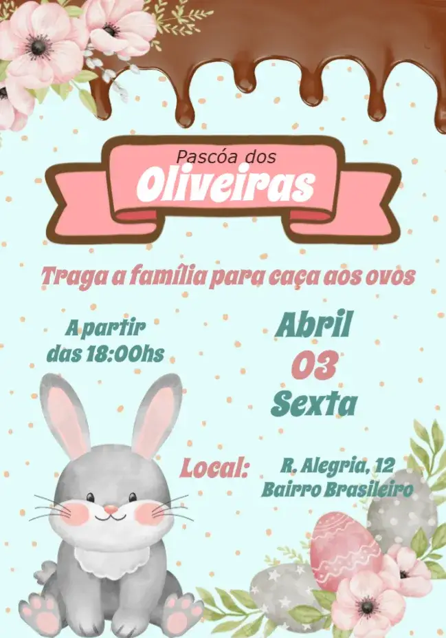 Convite Páscoa Ovos – tema Datas Comemorativas colorido, divertido, vintage, minimalista, ilustração, páscoa