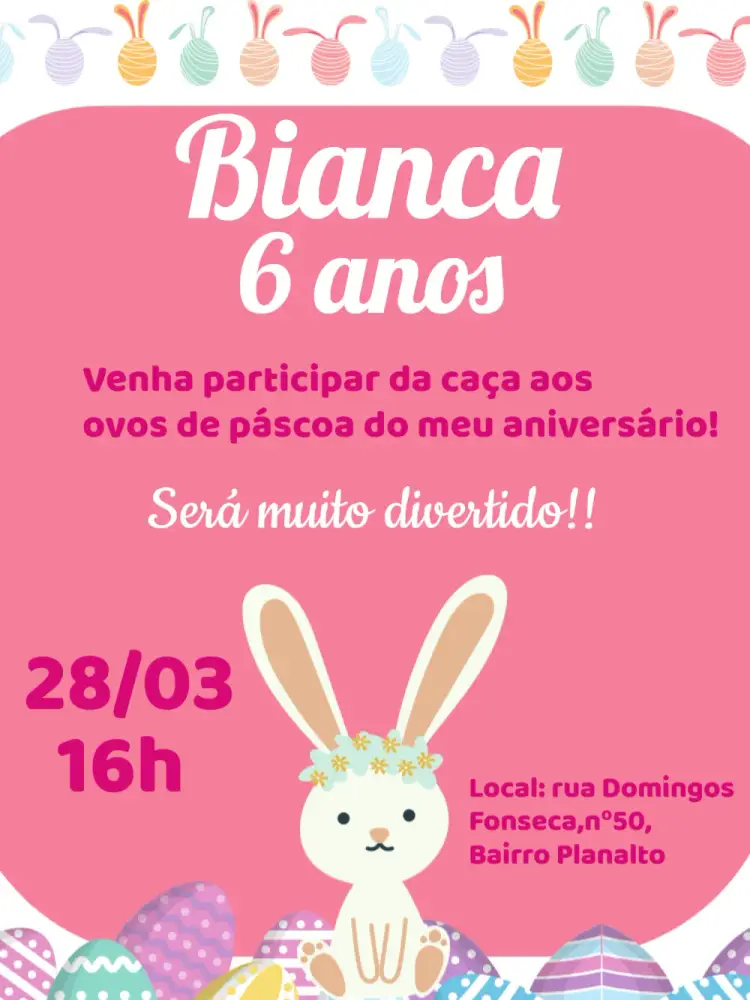 Convite Páscoa Rosa