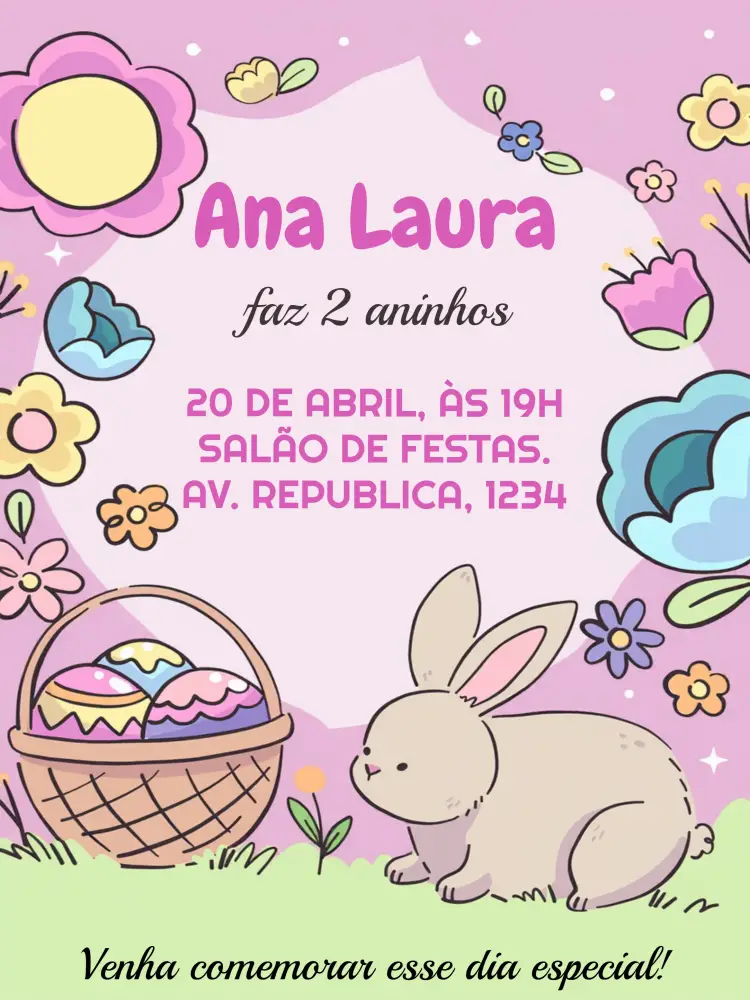 Convite Páscoa Rosa