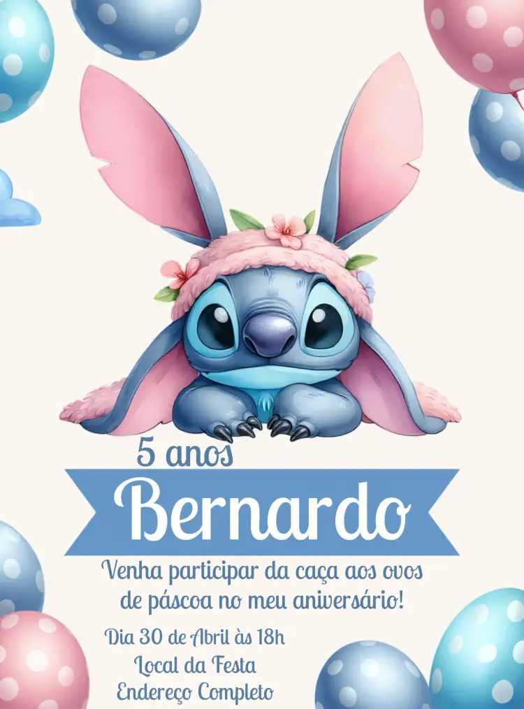 Convite Páscoa Stitch Disney