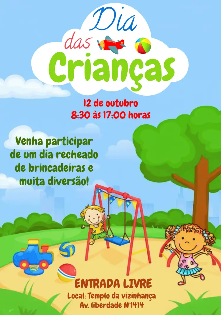 Convite Pata Festa De Dia Das Crianças Colorido – tema Datas Comemorativas colorido, divertido, infantil, brincalhão, vibrante, alegre