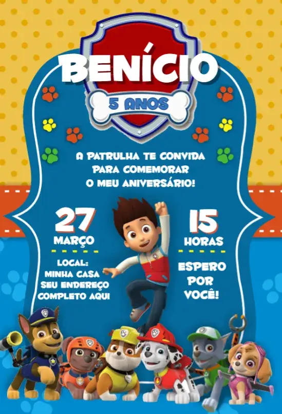 Convite Patrulha Canina 1
