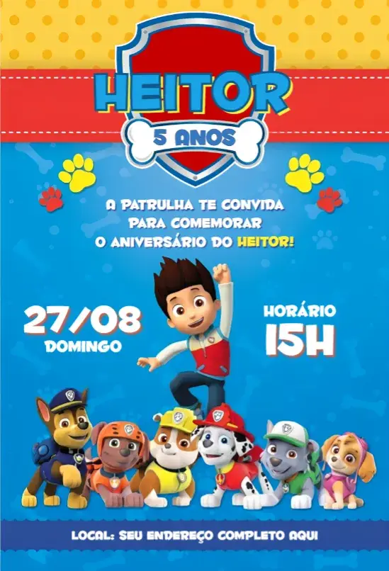 Invite Paw Patrol 21 editable and customizable
