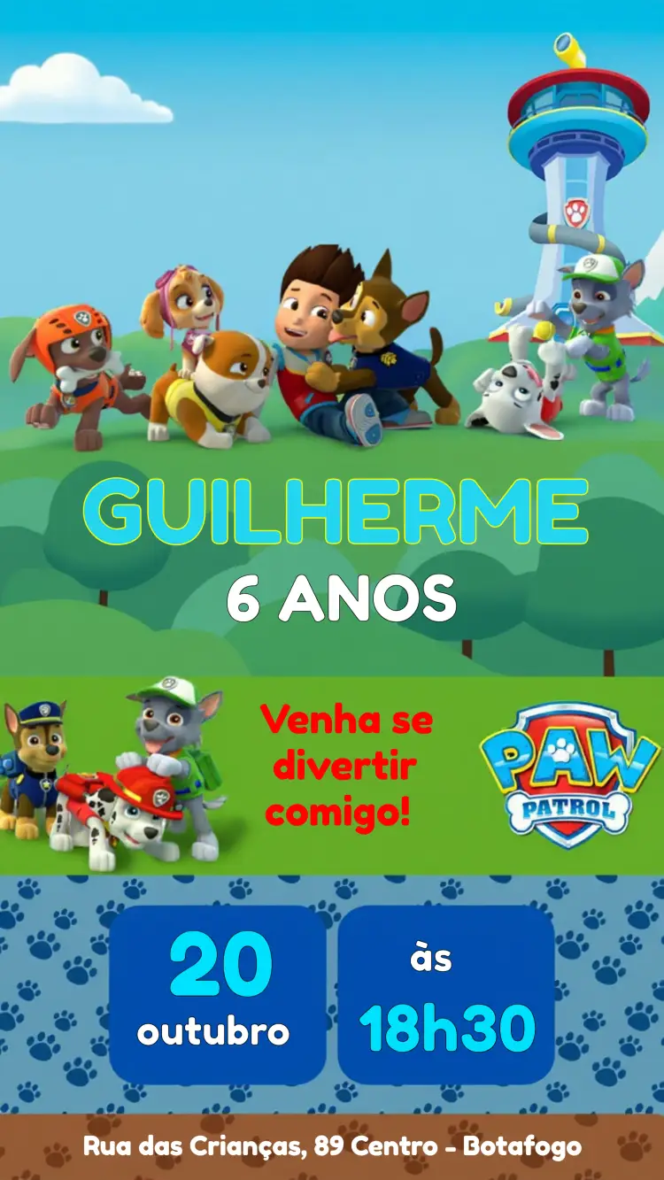 Convite Patrulha Canina Azul