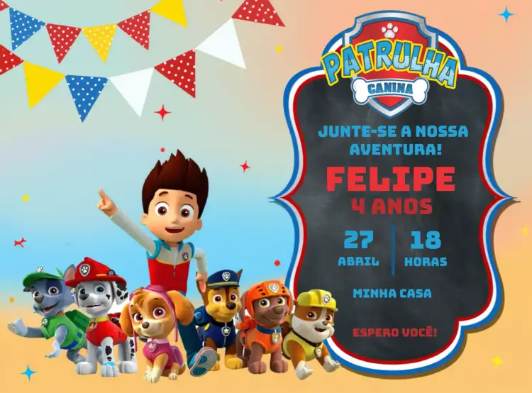 Convite Patrulha Canina Azul
