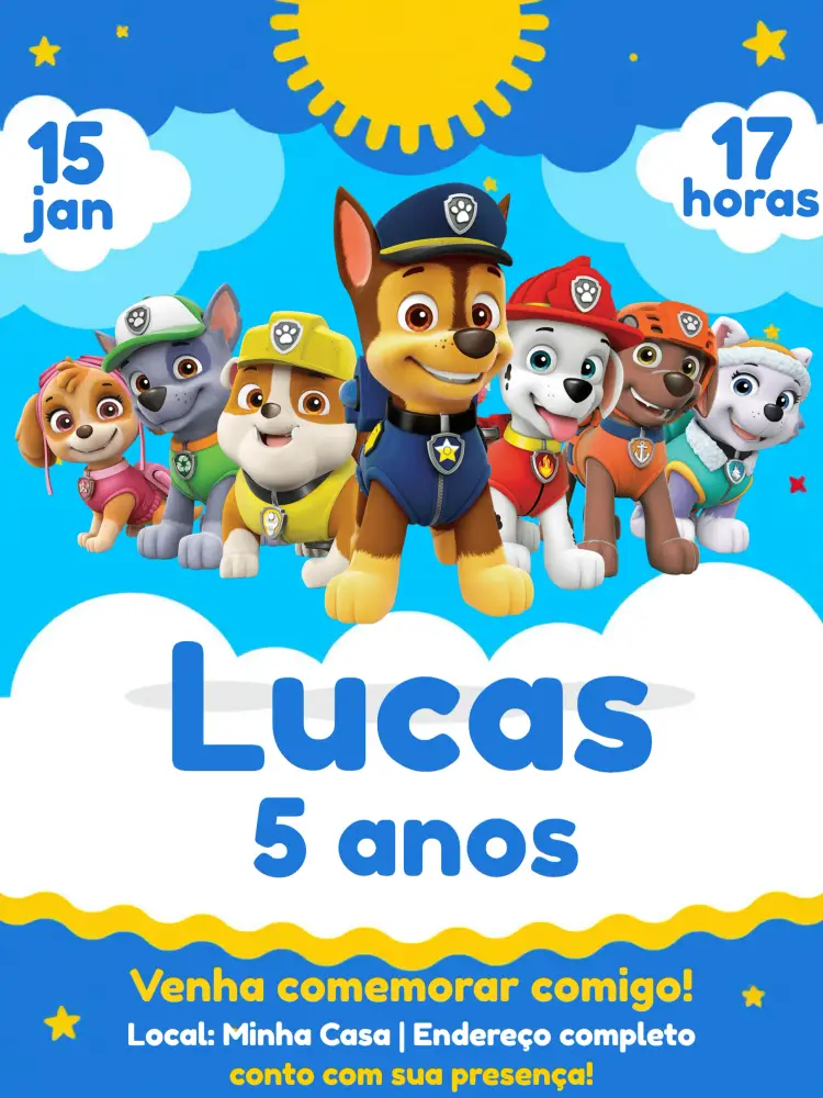 Convite Patrulha Canina Barato