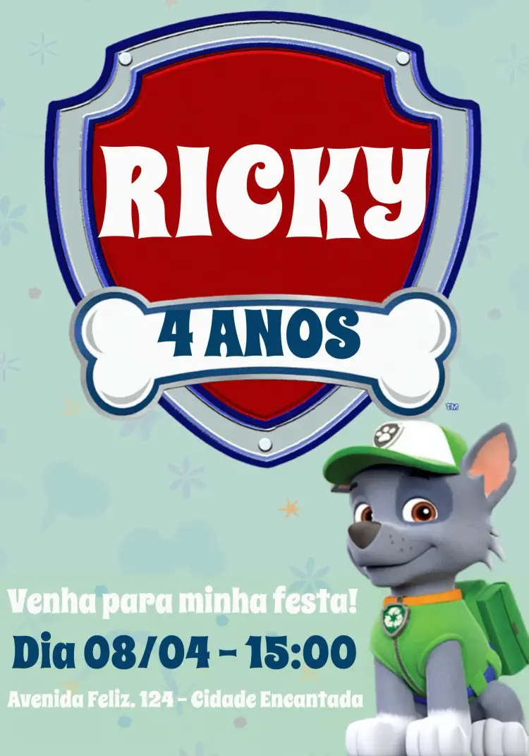 Convite Patrulha Canina Branco