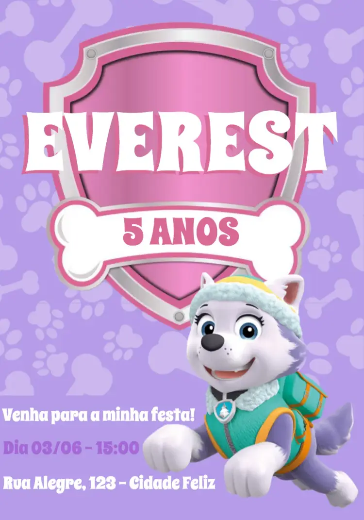 Convite Patrulha Canina Branco