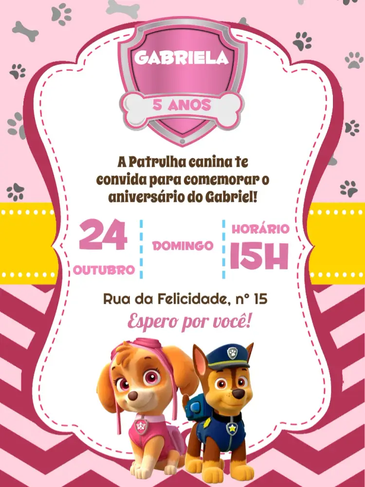 Convite Patrulha Canina Branco