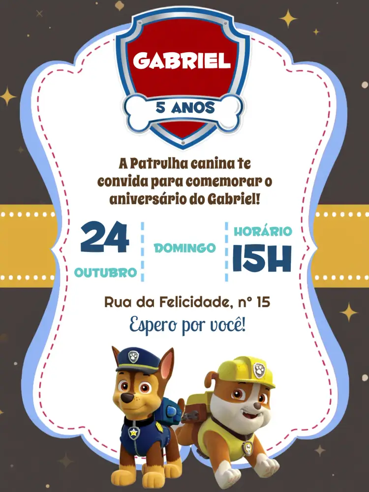 Convite Patrulha Canina Branco