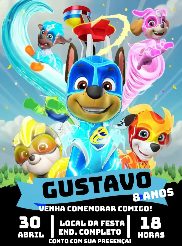 Convite Patrulha Canina Cães