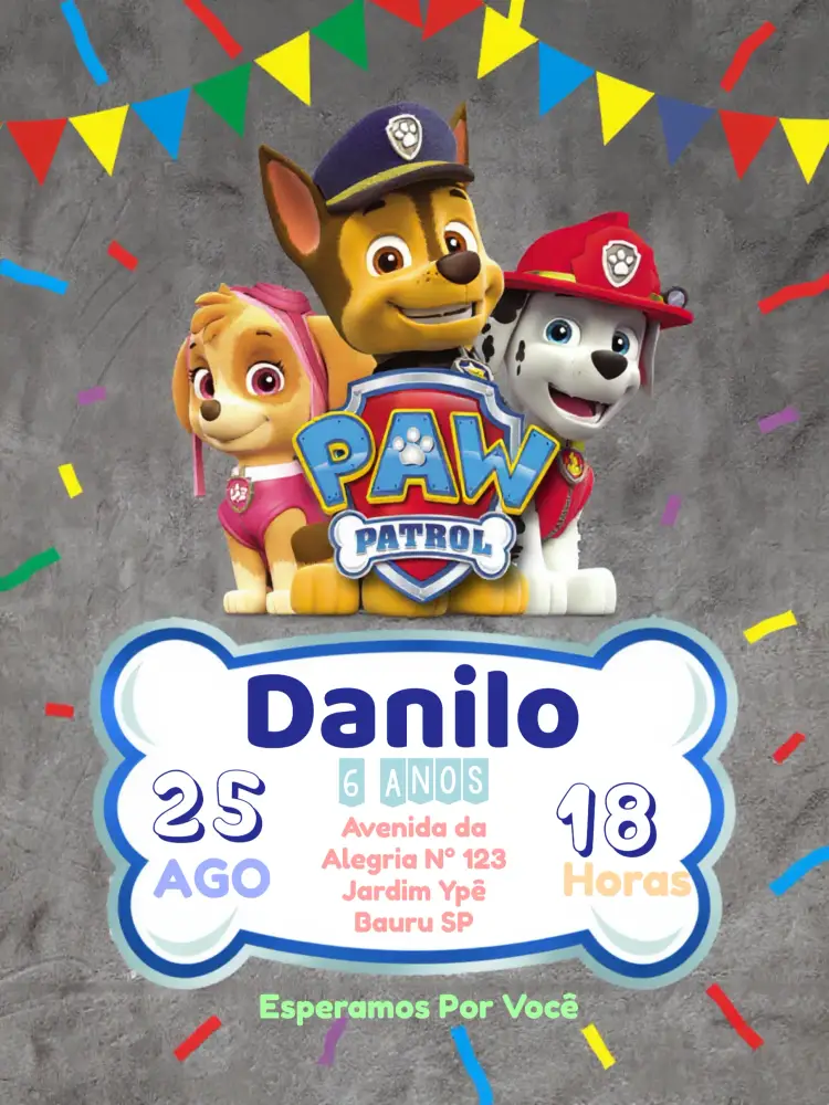 Convite Patrulha Canina Cão