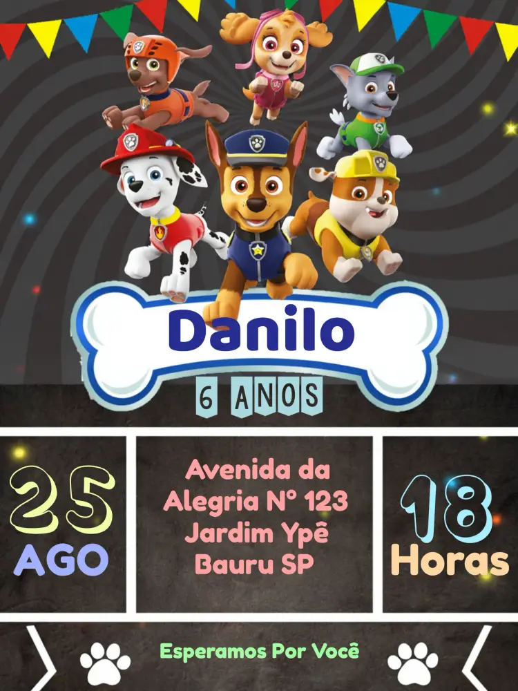 Convite Patrulha Canina Crianço