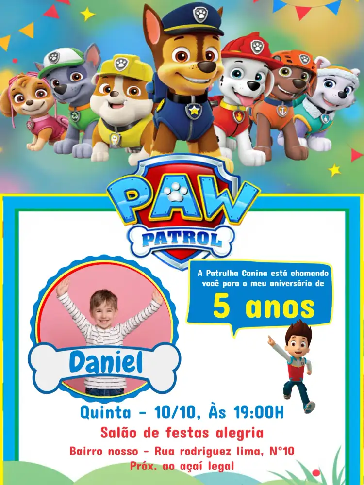 Patrulha Canina Com Foto Amarelo