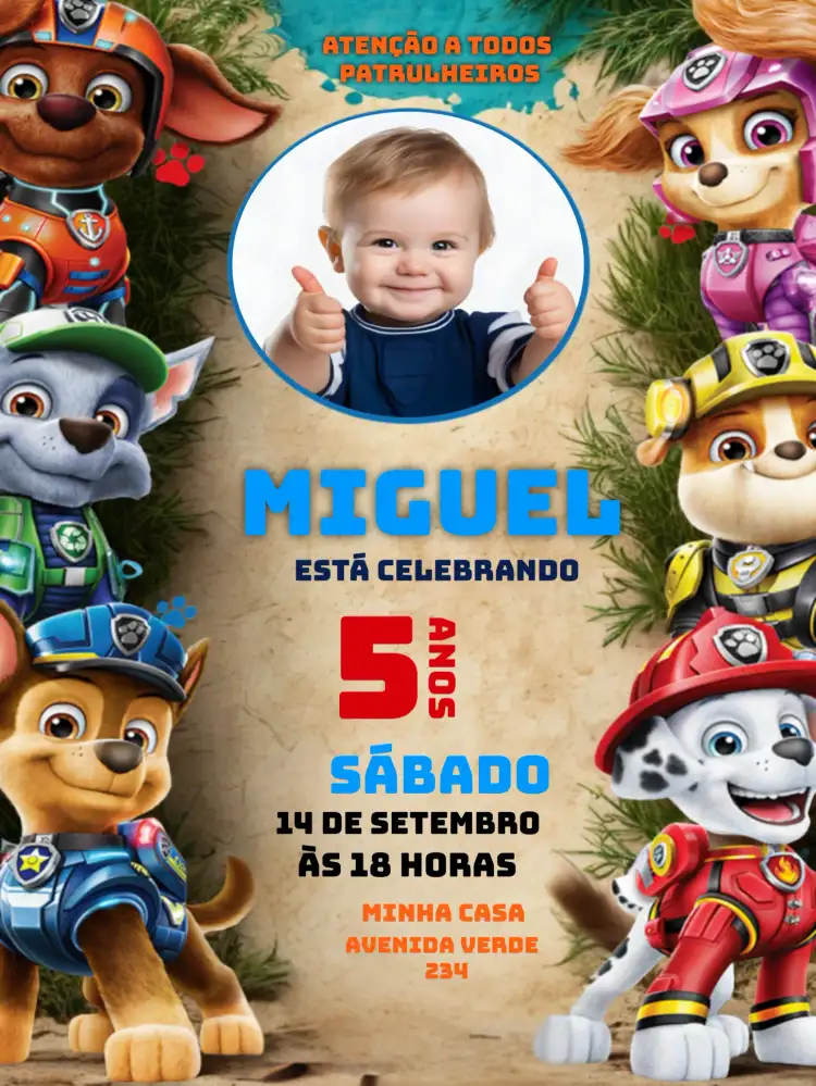 Patrulha Canina Com Foto Infantil