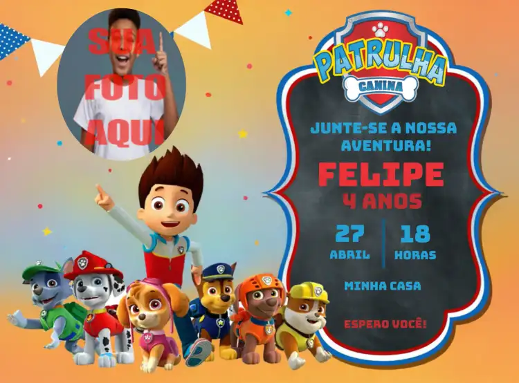 Patrulha Canina Com Foto Lembrancinha