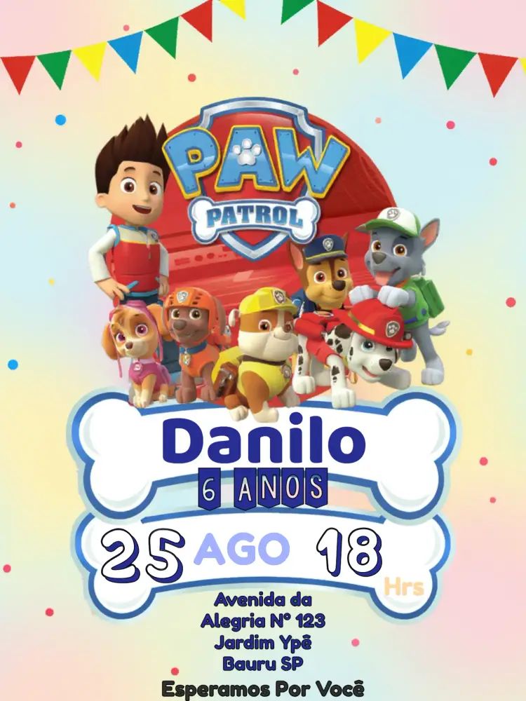 Convite Patrulha Canina Osso