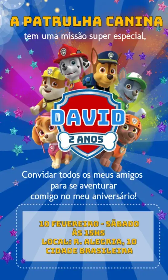 Convite Patrulha Canina Everest