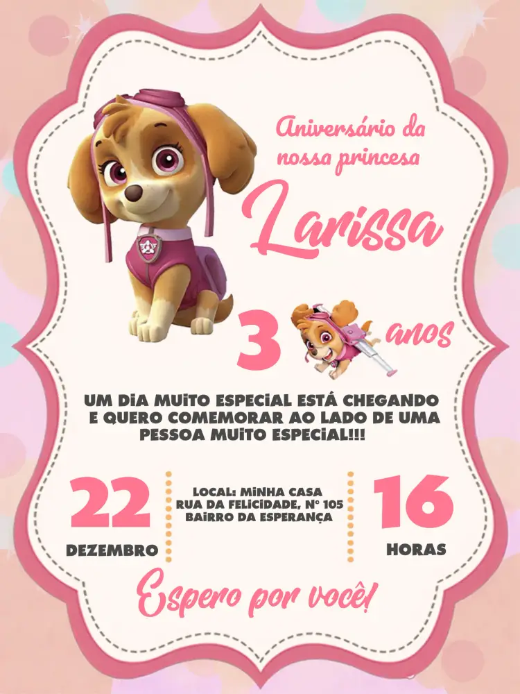 Convite Patrulha Canina Frame