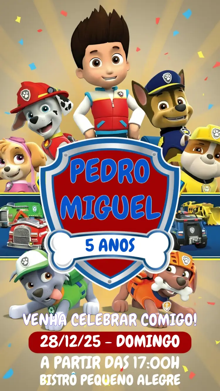 Convite Patrulha Canina Infantil