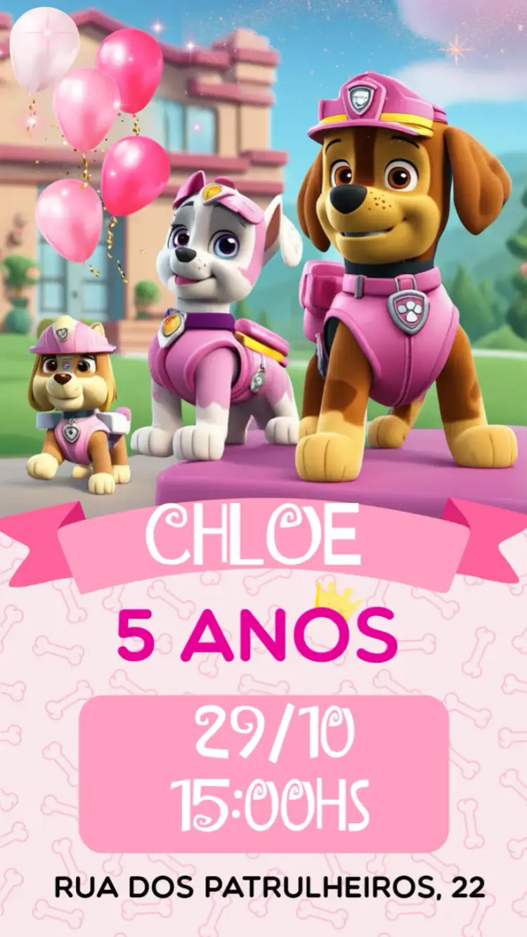 Convite Patrulha Canina Infantil