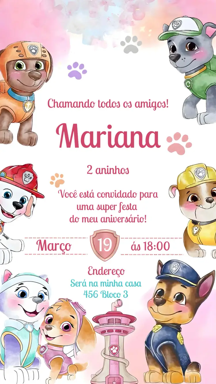 Convite Patrulha Canina Infantil