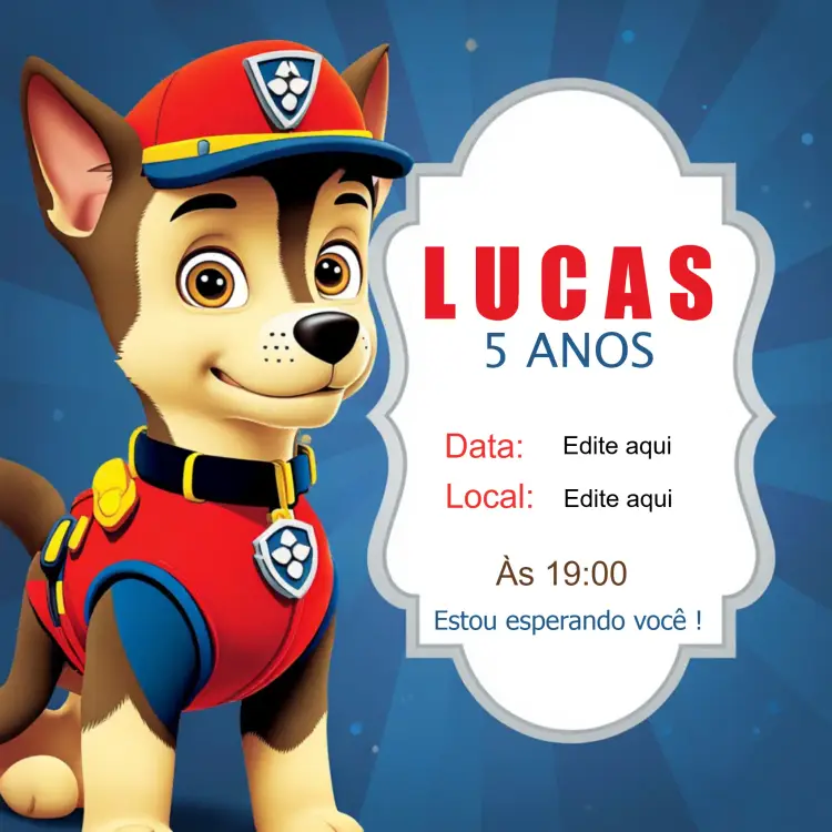 Convite Patrulha Canina Infantil