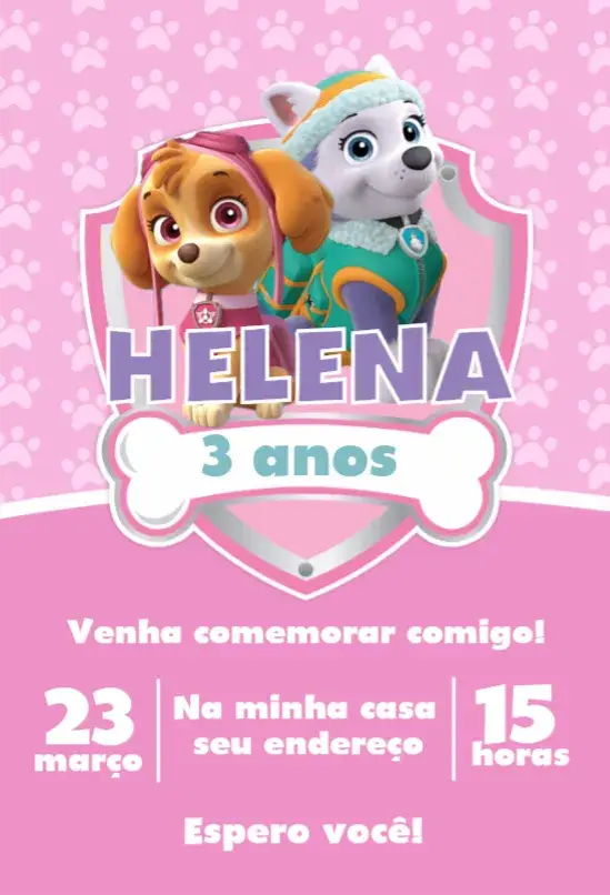 Convite Patrulha Canina Menina 2