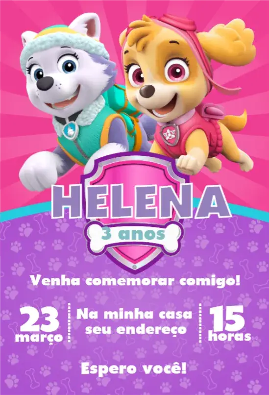 Convite Patrulha Canina Menina 5