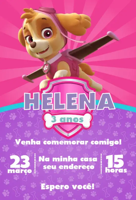 Convite Patrulha canina menina 6