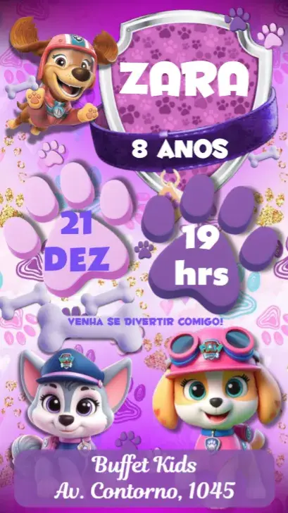 Paw Patrol Girl invitation