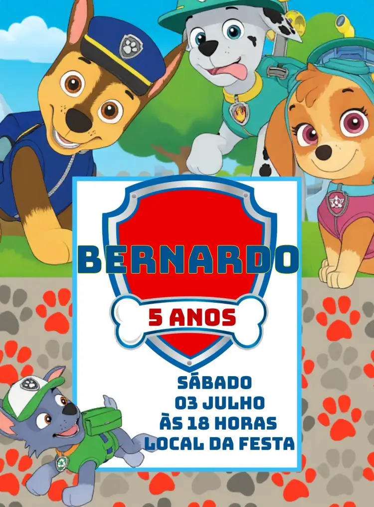 Convite Patrulha Canina Menino