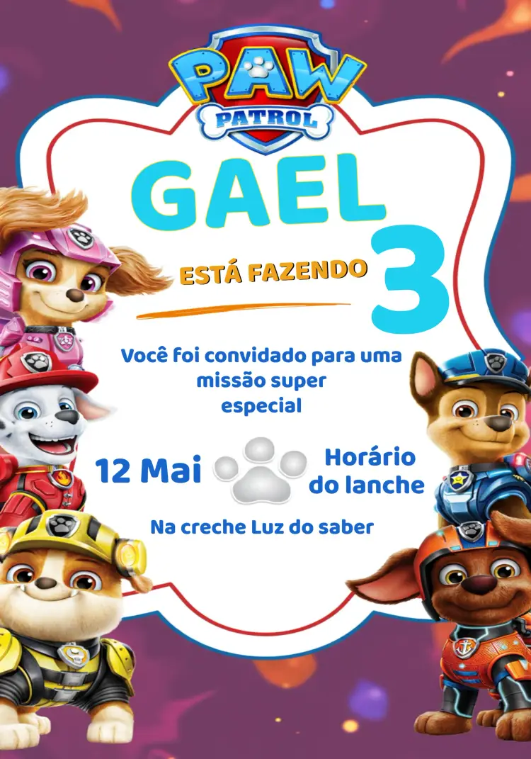 Convite Patrulha Canina Online
