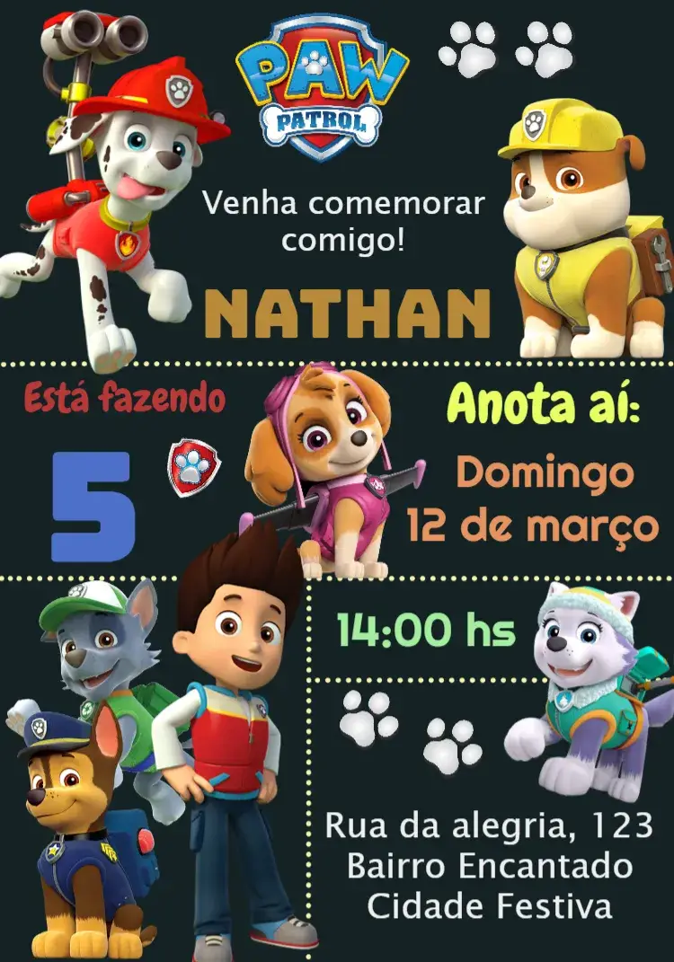 Convite Patrulha Canina Patrol