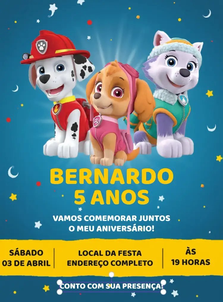 Convite Patrulha Canina Patrol