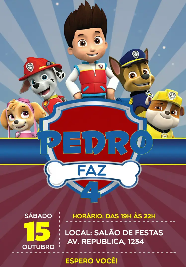Convite Patrulha Canina Patrol