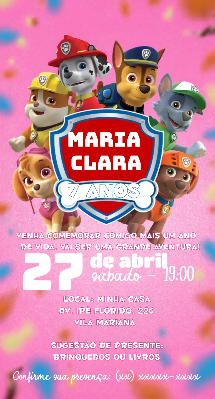 Convite Patrulha Canina Patrol