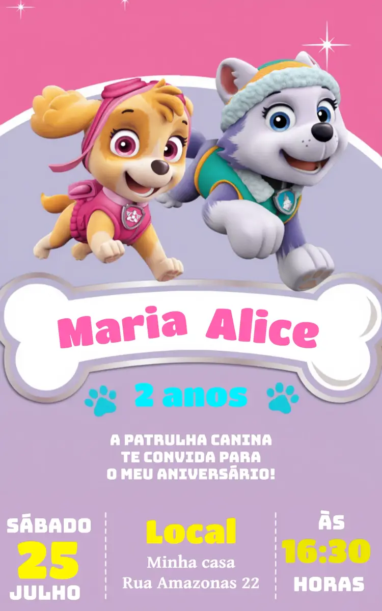 Convite Patrulha Canina Preto