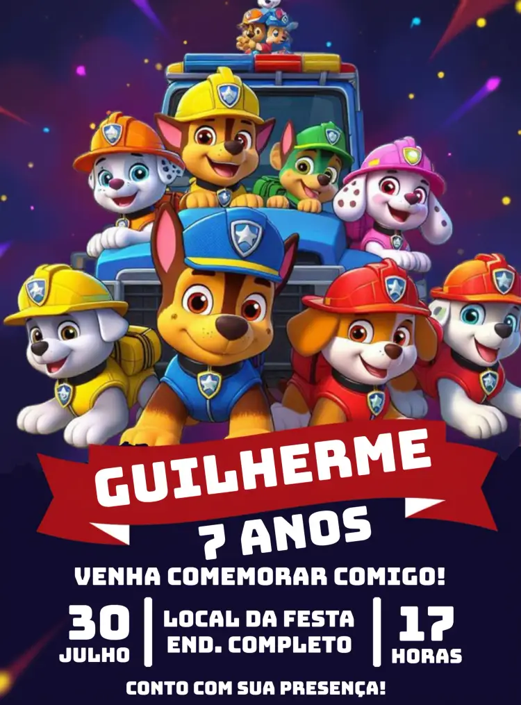 Convite Patrulha Canina Rubble