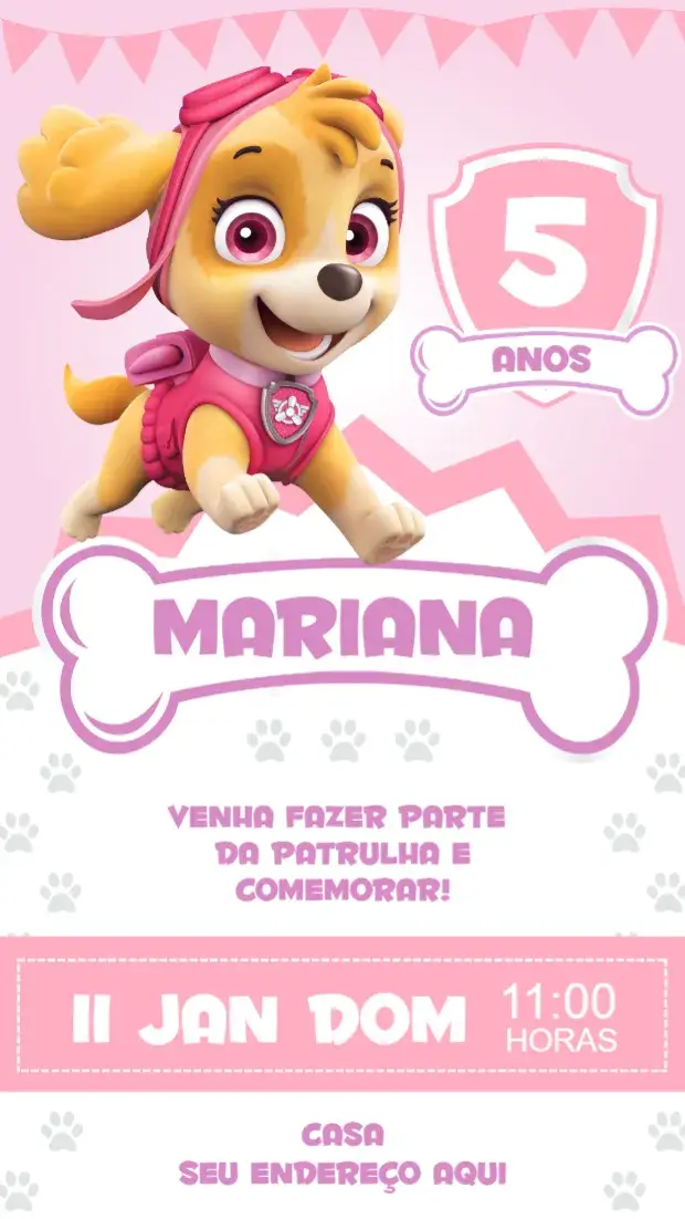 Convite Patrulha Canina Skye